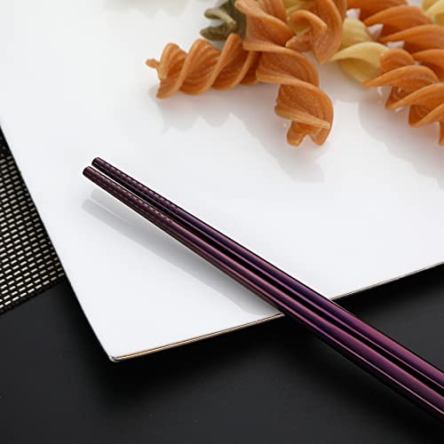 DEVICO Travel Utensils with Case, 5 Piece Portable Silverware Set for Work - color: Purple
