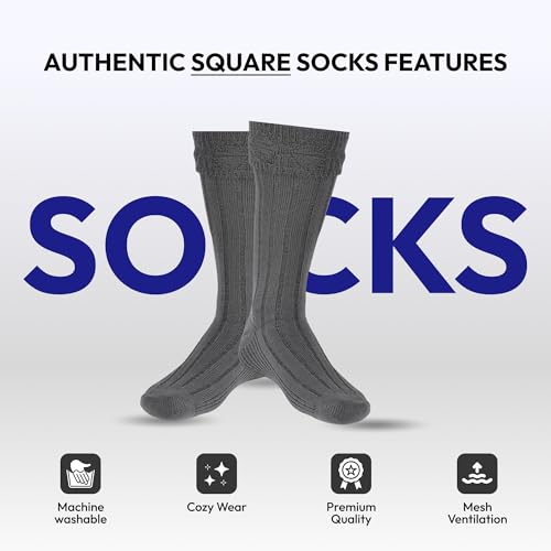 Scottish Bubbles And Square Kilt Hose for Men, Ribbed Socks for USA Shoe Sizes - color: Light Grey, size: X-Large