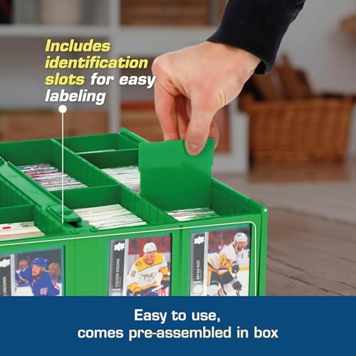 BCW Collectible Card Bin (2-Pack, Green) | Holds 3200 Cards Each | Includes 4 Dividers Per Bin | Storage for Pokémon, MTG & Sports Cards - style: 2 Pack