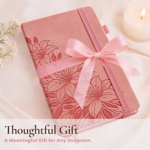 Lined Journal Notebook Hardcover Leather Bound 300 Pages A5 Pink Cute Diary - color: Pink, size: A5 300 Pages