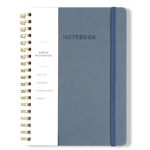 Spiral Notebook - 7.24" x 10" College Ruled Journal with Inner Pockets and 180 Pages, PU Leather Cover Business Journal, Twin-Wire Binding Notebook Perfect for Office & Home School Supplies ReefBlue - color: 001-Reef Blue-1pack, size: B5-180 pages