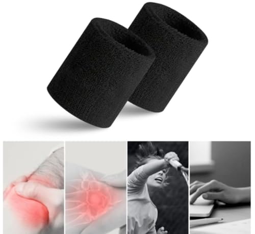 Sports Sweatbands - Arm Bands for Wrists, Sweat Absorption for Men & Women - color: Wristband - Black