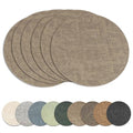 13" Round Placemats Set of 6, Reversible Faux Leather Wipeable Table Mats - color: Light Coffee