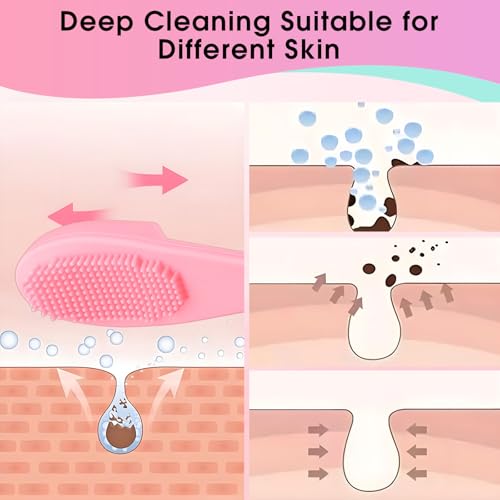 8 Pack Pore Brush for Face, Nose Scrubber for Removing Blackhead, Silicone Manual Facial Scrubber