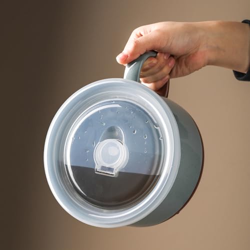 Jumbo Ceramic Soup Bowl with Lid, Microwave Safe - Blue - color: Blue, size: Set of 1