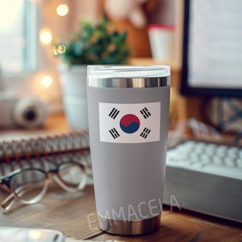 (3PCS) South Korea Flag stickers, Countries Flag Stickers - Waterproof Vinyl Decals For Laptops, Tumblers, Water Bottles, Books, Scrapbooks, Size 3 x 2 Inch - color: South Korea