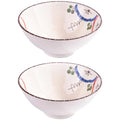 Ceramic Ramen Bowl Set of 2, 8.3‘’ Large Noodle Bowls with Floral Pattern - color: WC