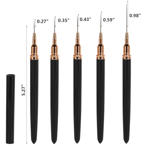 15 - Piece Black Nail Art Liner Brush Set | Fine - Tip Brushes for Intricate Nail Designs - color: 3 Pcs - Black