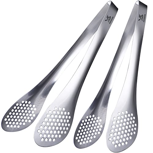 MSY BIGSUNNY 11Inch Kitchen Cooking Food Tongs Stainless Steel Buffet Tongs (silver, 2 pack) - color: silver 11" Serving Tongs