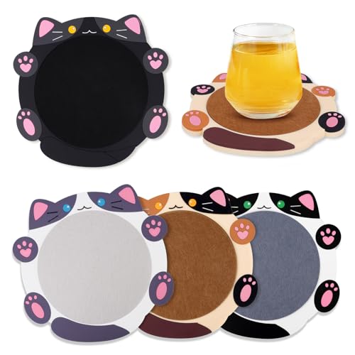 Cat Coasters,4pcs Coasters for Drinks