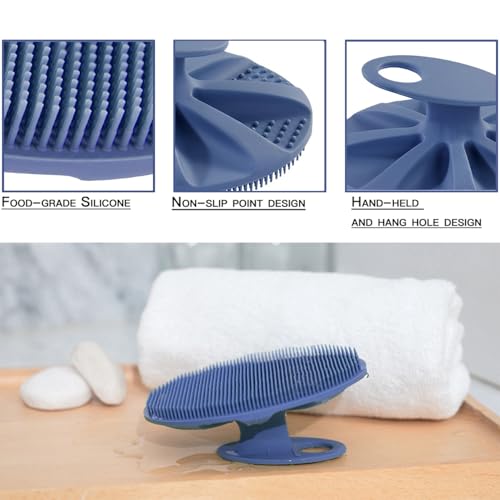 INNERNEED Silicone Body Cleansing Brush Exfoliating Scrubber, Dark Blue - color: Dark Blue