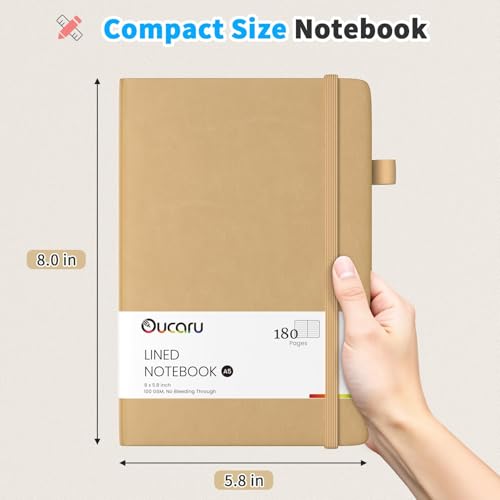 Oucaru 4 Pack A5 Lined Journal Notebook, 180 Pages 100 GSM Paper for Travel - color: Gold, size: 4 Pack