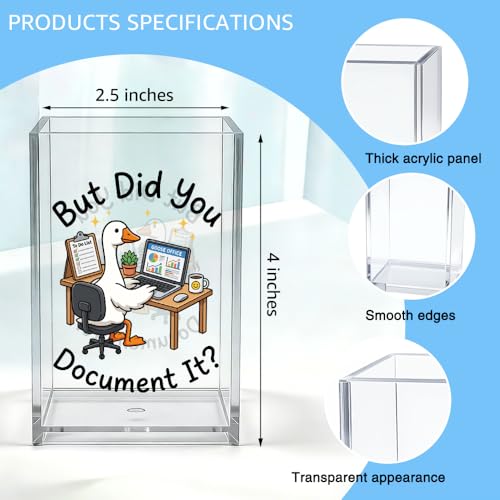 But Did You Document It Acrylic Organizer Pencil Pen Holder, Cute Goose Worker Office Desk Organizer, HR Work Desk Decor Pen Holder, Humor Office Gifts for Coworker Boss Employee Colleague - color: Clear 3