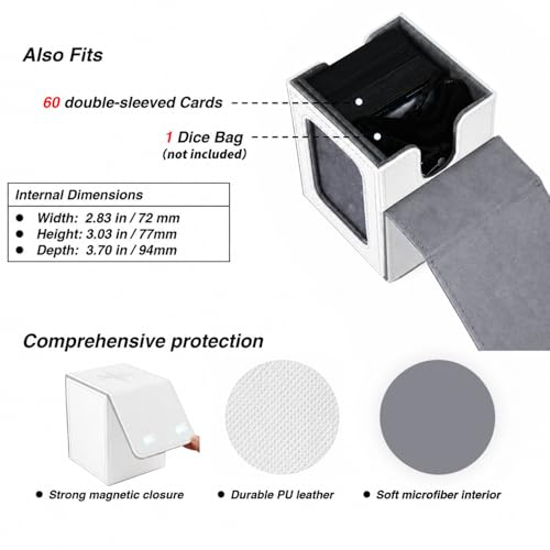 Venssu MTG Deck Box with Commander Display Window (White&Grey, 1 window) - color: White and Grey