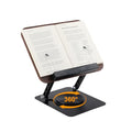 360° Rotating Book Stand with Elastic Page Clips Cookbook Tablet Holder