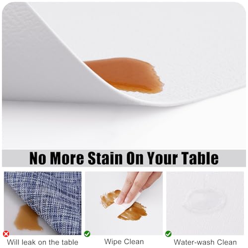 Homaxy PU Faux Leather Placemats for Dining Table, Set of 6, White - color: White