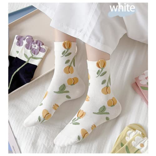OTAODKA Cute Cotton Socks for Women Novelty Ankle Athletics Sock - color: 5 Pack Tulip