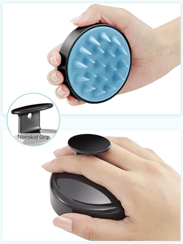 HEETA Scalp Massager Hair Growth Scrubber for Dandruff Removal Hair Care - color: New Black Blue