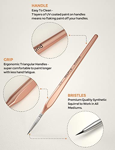 Nicpro Detail Paint Brushes 5 PCS Aesthetic Extra Fine Tip 000 Professional Miniature Painting Artist Set Round 3/0 for Micro Watercolor Oil Acrylic Craft Models Rock Army Paint by Number for Adult - color: Rose Gold, size: 3/0