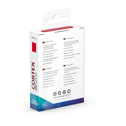 Ultimate Guard Cortex Outer Card Sleeves, 60 Japanese Size TCG Sleeves, 62 x 89mm, Red Back, Glossy Finish, No PVC & Acid-Free, High Clarity - color: Red, size: Japanese Glossy