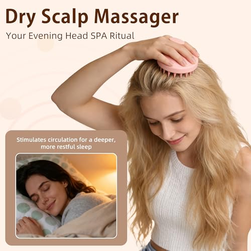 Nimiah Extra-Soft Scalp Massager Shampoo Brush Silicone Scalp Scrubber with Longer Flexible Bristles for Gentle Detangling, Deep Cleansing & Relaxing Scalp Care, Manicure Safe & Travel-Friendly - color: Pink