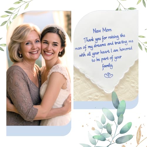 Wedding Handkerchief, Something Blue for Bride, Mother of the Bride Gift - color: New Mom