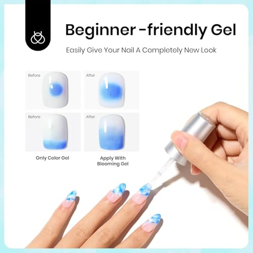 Beetles Blooming Gel Nail Polish HEMA Free with Nail Brush 1 Pcs 20ml - color: B-Clear-1
