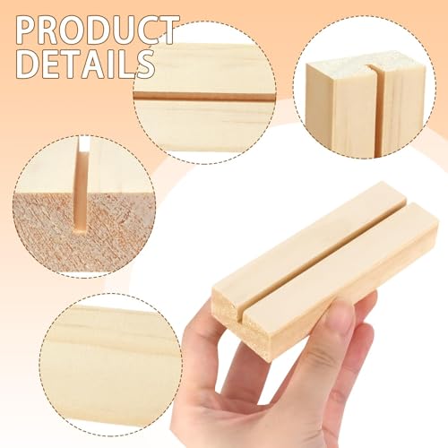 15Pcs 3.9x1.4 Inches Wood Table Number Stands, Wooden Place Card Holders, Acrylic Sign Holders for Wedding, Ceremony, Birthday, Party, Home Decoration, Events (3mm Slots) ﻿ - size: 15 Pcs- L 3.94"- Slots 3mm