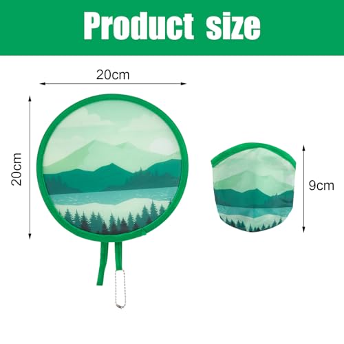 4 Styles Landscape Round Foldable Hand Fan Japanese Foldable Fan Style Handheld Foldable Compact Cooling Fans,Round Folding Fan for Outdoor Games,Xmas Decoration,Festival,Party Favors,Travel,Events - color: 4Pcs Landscape