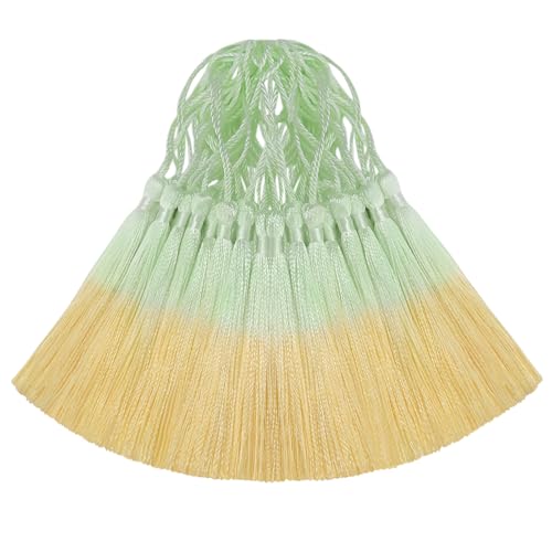 50Pcs 5 Inch Bulk Bookmark Tassel Kit for Graduation, Keychain(Green Beige) - color: Green&beige