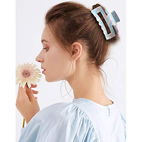Magicsky Hair Claw Clips For Women Thick Thin Hair Updos, Medium Motley - color: L. Blue, Green, Brown, Motley, size: 1 Count (Pack of 4)
