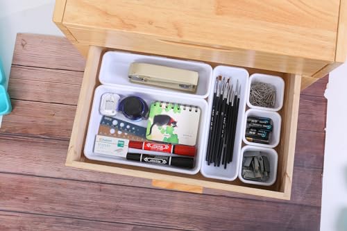Kutesna 15 PCS Interlocking Desk Drawer Organizer Separator for Office,Bathroom,Kitchen,Makeup（White） (Pack of 2) - color: White, size: 15 pieces (Pack of 2)