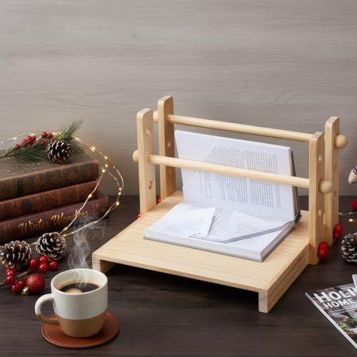Novabright Book Folding Tools for Christmas Favor Wooden Book Decorative Folding Stand 12" x 12" Multipurpose Portable Adjustable Fold Stand for Xmas Gift, Books not included - style: Common