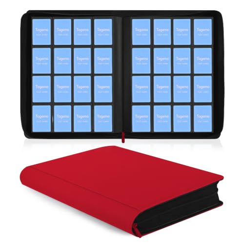 16 Pocket Zip Card Binder, 1024 Pockets Trading Card Binder with Side Loading Pockets, Water-Resistant Diamond-Textured Cover, Large 16 Slot Card Binder for TCG & Sports Cards - color: Red, size: 16-Pocket