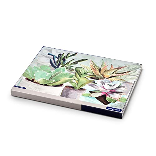 Pimpernel Succulent Placemats, Set of 4 (15.7" x 11.7") – Cork-Backed Rectangles with Modern Green Botanical Design, Heat & Stain Resistant Lacquer Finish, Dining Mats & Surface Protectors - size: 15.7" x 11.7" Rectangular, style: Succulents