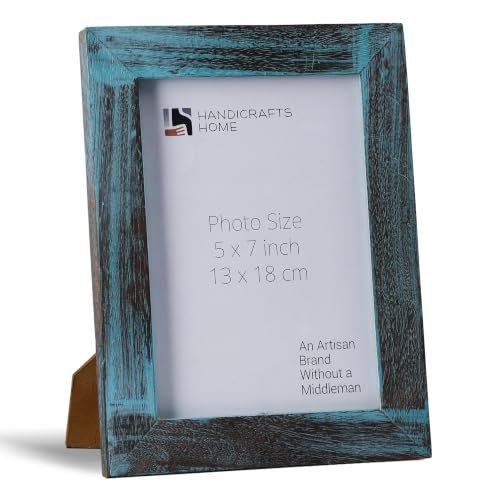 Handicrafts Home Handmade Turq Wood Picture Frame Vintage Home Decor, 5x7 - color: DRIFTWOOD-SKYE, size: 5X7