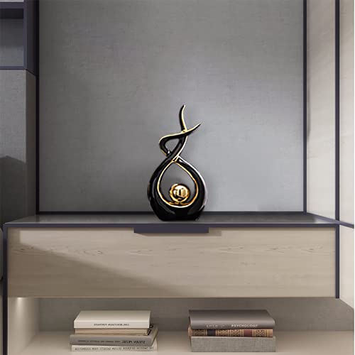Norrclp Home Decor Modern Abstract Art Ceramic Statue Table Decor (Large) - color: Black and Gold, size: Large