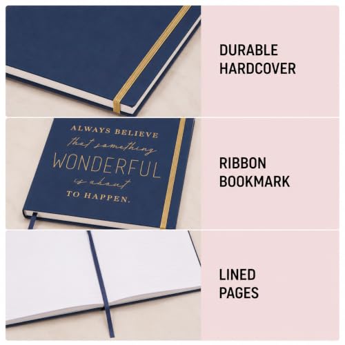 WORLD TRAVELER Large Lined Journal Notebook 256 Ruled White & Ivory Pages - color: Always Believe