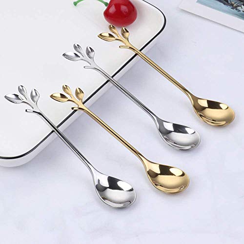 12-Pack Stainless Steel Creative Coffee & Dessert Spoons, 4.8 Inches (Silver, Style 4) - color: Sliver,Style 4