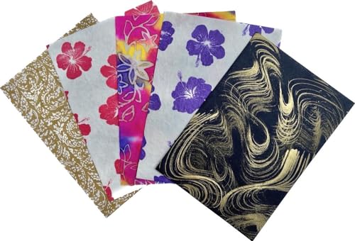 Handmade Mulberry Paper Sheets Thick A4 Variety Textured Patterns for Painting, Writing, Decorative Card Making DIY Craft, 20pcs
