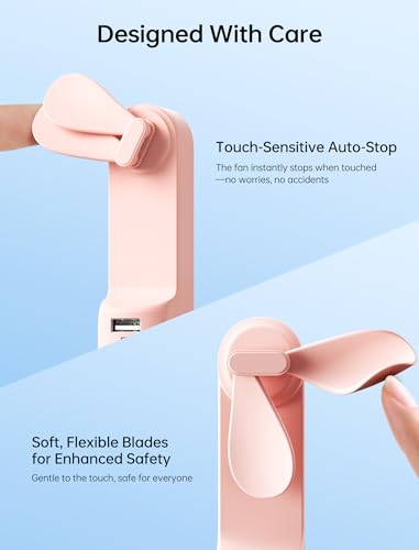 JISULIFE 3 IN 1 Portable Fan with Power Bank & Flashlight Featured - color: Pink