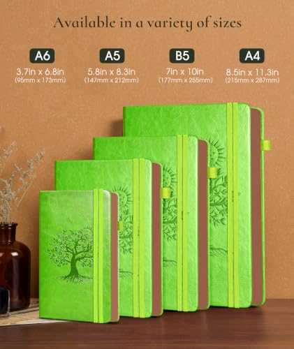 Small Journal Notebook 3.7"x6.8", 300 Page Lined Paper Pocket Size Notebook - color: Light green, size: A6 (3.7in x 6.8in)