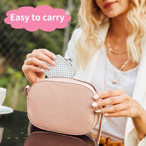 2Pcs Polka Dot Coin Purse for Women, Small Change Purse Kiss Lock Coin Wallet (White+Rose Pink, Blue+Pink) - color: Blue+Pink