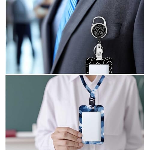 ID Badge Holder with Lanyard Easy to Use Space Pattern Badge Holder Colorful Planets and Stars for Workers Events Schools - color: Space Pattern