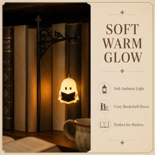 2PCS Library Lantern Decorative Bookshelf Lighting, Mini Bookshelf Lamp Mini Bookshelf Lamp Between Books for Hidden Display Portable Table Desk Luminaire for Home Library Study Reading Corner - color: Ghost+Classic