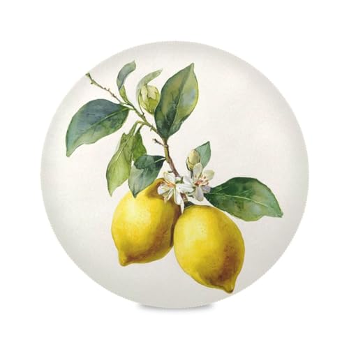 Lemon Yellow Round Placemats Washable ‌Heat Resistant‌ ‌Non-Slip Place Mats Table Place Mat for Kitchen Dining Set of 6 - color: Lemon Yellow, size: 15.4x15.4inx6