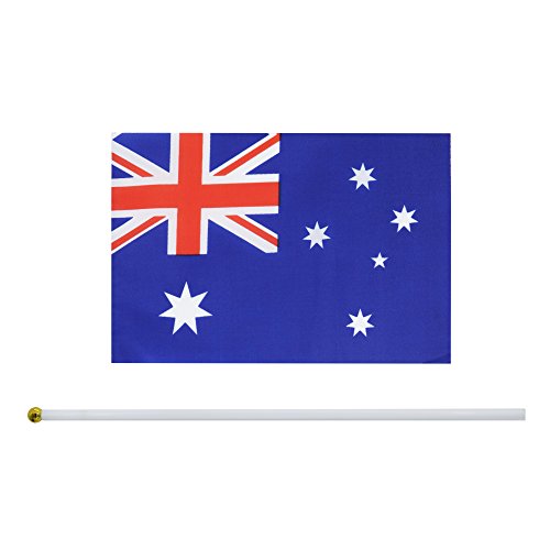 25 Pack Hand Held Small Mini Australia Australian Stick Flag Round Top National Country Flags,Party Decorations Supplies For Parades,World Cup,Festival Events,International Festival - color: Australia