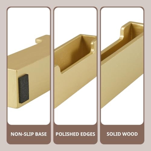 Bivvclaz Gold Business Card Holder Desk, Wood Business Card Organizer Desktop Business Card Display Stand for Office Tabletop Exhibition, Small Business Essentials - color: Gold