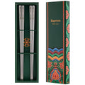 Korean Matte Silver Stainless Steel Chopsticks, 2 Pairs, Dancheong Engraved - color: Silver