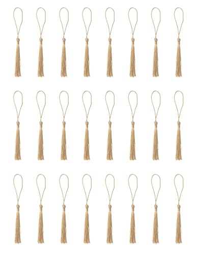 30 Pcs Mini Tassels Soft Flossy Bookmark Small Handmade Craft (Light Gold) - color: Light Gold